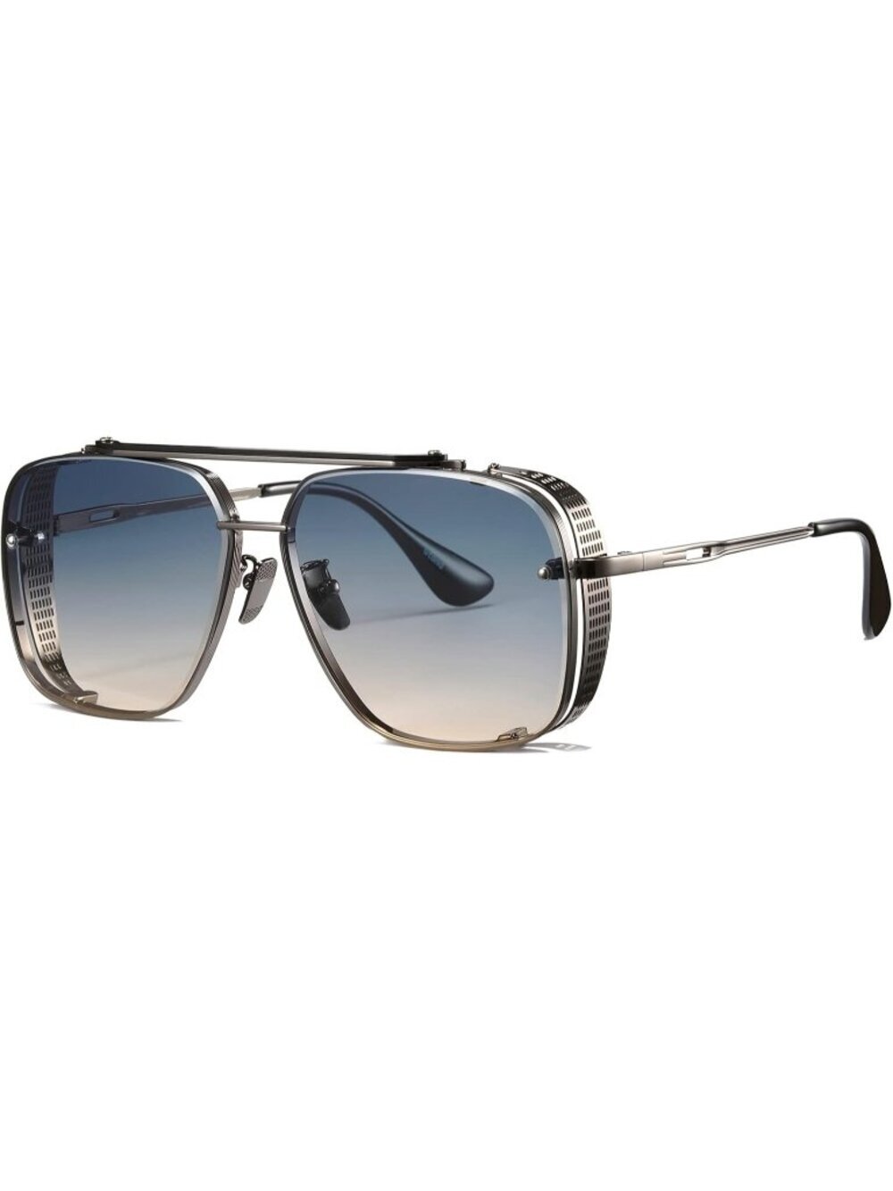 Men's Gun Frame Brown Lens Vintage Metal Side Shield Steampunk Sunglasses 64mm